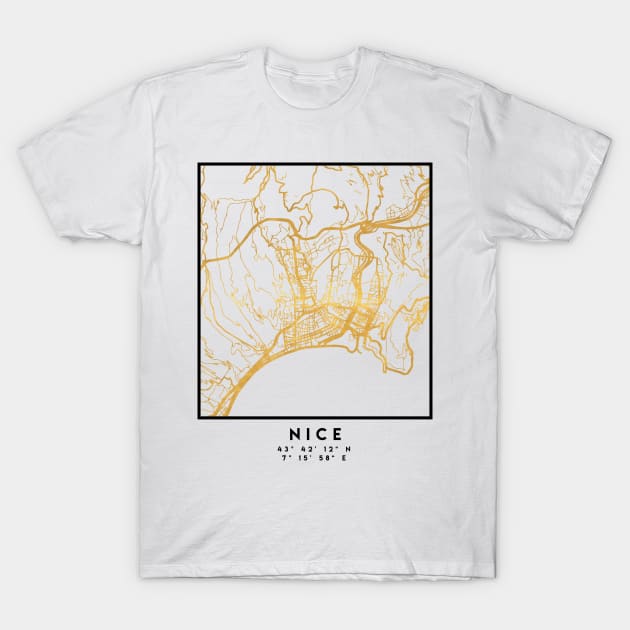 NICE FRANCE CITY STREET MAP ART T-Shirt by deificusArt